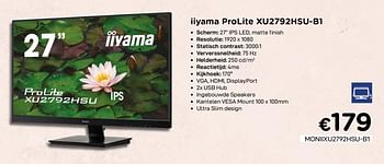 Promoties Iiyama prolite xu2792hsu-b1 - Iiyama - Geldig van 01/07/2020 tot 15/08/2020 bij Compudeals