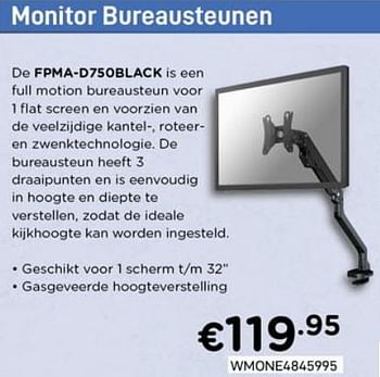 Promoties Monitor bureausteunen fpma-d750black - NewStar - Geldig van 01/07/2020 tot 15/08/2020 bij Compudeals