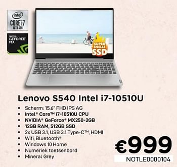 Promoties Lenovo s540 intel i7-10510u - Lenovo - Geldig van 01/07/2020 tot 15/08/2020 bij Compudeals