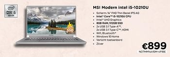 Promoties Msi modern intel i5-10210u - MSI - Geldig van 01/07/2020 tot 15/08/2020 bij Compudeals