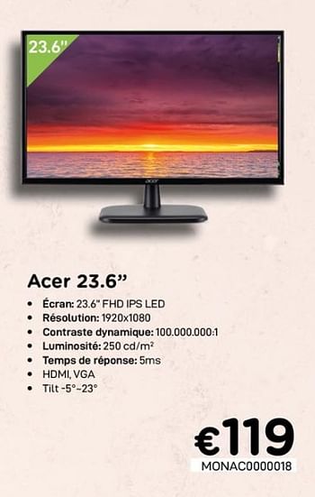 Promoties Acer 23.6`` - Acer - Geldig van 01/07/2020 tot 15/08/2020 bij Compudeals