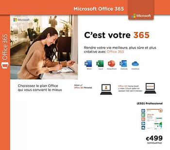 Promotions Office 365 esd professional - Microsoft - Valide de 01/07/2020 à 15/08/2020 chez Compudeals