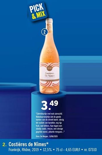 Promoties Costières de nîmes - Rosé wijnen - Geldig van 13/07/2020 tot 18/07/2020 bij Lidl