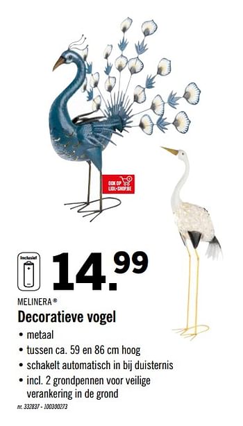 Promoties Decoratieve vogel - Melinera - Geldig van 13/07/2020 tot 18/07/2020 bij Lidl