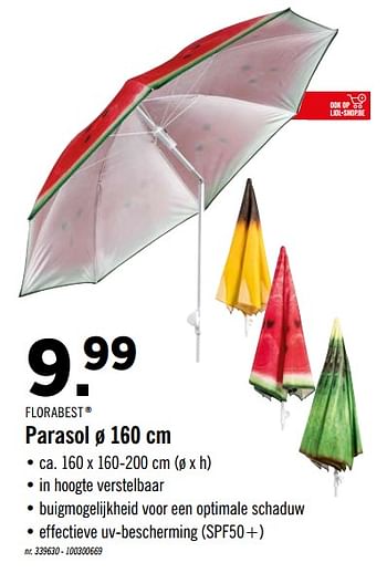 Promoties Parasol - Flora  Best - Geldig van 13/07/2020 tot 18/07/2020 bij Lidl