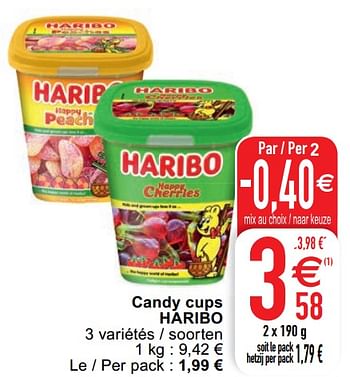 Promoties Candy cups haribo - Haribo - Geldig van 07/07/2020 tot 13/07/2020 bij Cora