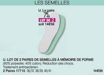 Promotions Lot de 2 paires de semelles à mémoire de forme - Produit Maison - Damart - Valide de 29/06/2020 à 31/07/2020 chez Damart