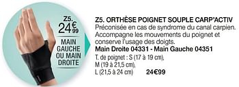 Promotions Orthèse poignet souple carp`activ - Epitact - Valide de 29/06/2020 à 31/07/2020 chez Damart