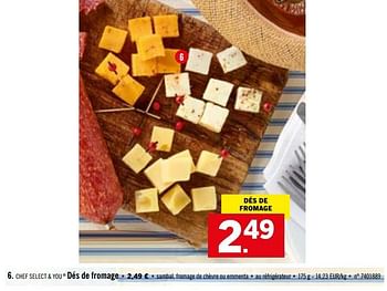 Promoties Dés de fromage - Chef select & you - Geldig van 13/07/2020 tot 18/07/2020 bij Lidl