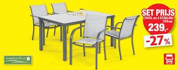 Promoties Tafel en 4 stoelen - Garden Plus  - Geldig van 08/07/2020 tot 19/07/2020 bij Hubo