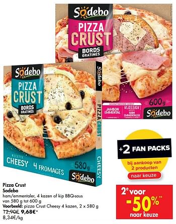 Promoties Pizza crust sodebo pizza crust cheesy 4 kazen - Sodebo - Geldig van 08/07/2020 tot 20/07/2020 bij Carrefour