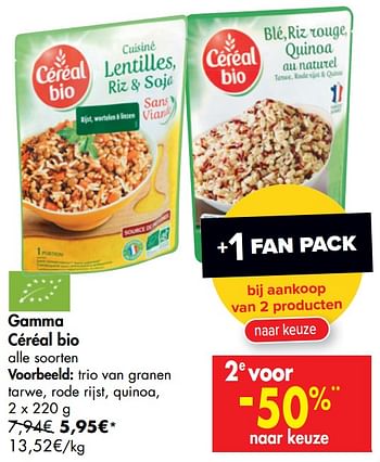 Promotions Gamma céréal bio trio van granen tarwe rode rijst quinoa - Céréal - Valide de 08/07/2020 à 20/07/2020 chez Carrefour