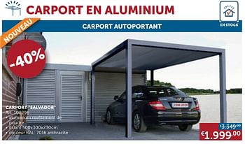 Promotions Carport salvador - Produit maison - Zelfbouwmarkt - Valide de 21/07/2020 à 17/08/2020 chez Zelfbouwmarkt