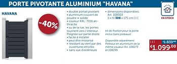 Promotions Porte pivotante aluminium havana - Produit maison - Zelfbouwmarkt - Valide de 21/07/2020 à 17/08/2020 chez Zelfbouwmarkt
