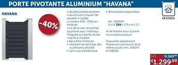 Promotions Porte pivotante aluminium havana - Produit maison - Zelfbouwmarkt - Valide de 21/07/2020 à 17/08/2020 chez Zelfbouwmarkt