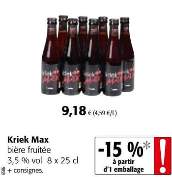 Promotions Kriek max bière fruitée - Kriek Max - Valide de 01/07/2020 à 14/07/2020 chez Colruyt