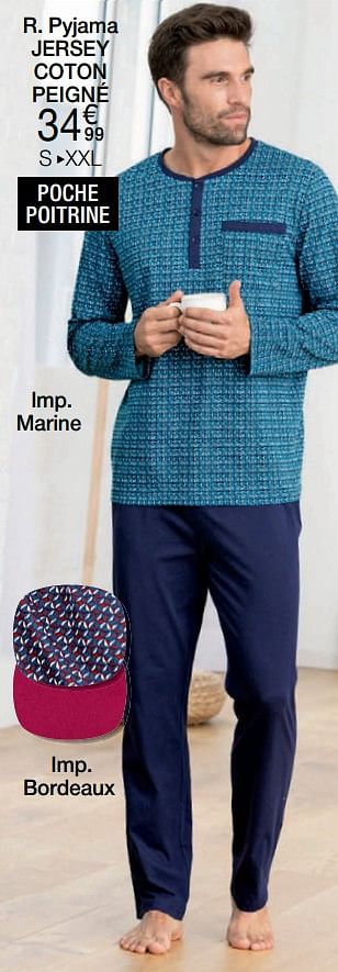 Promotions Pyjama jersey coton peigné - Produit Maison - Damart - Valide de 29/06/2020 à 31/07/2020 chez Damart