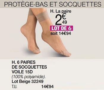 Promoties 6 paires de socquettes voile 15d - Huismerk - Damart - Geldig van 29/06/2020 tot 31/07/2020 bij Damart