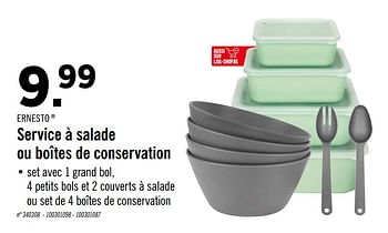 Promotions Service à salade ou boîtes de conservation - Ernesto - Valide de 13/07/2020 à 18/07/2020 chez Lidl