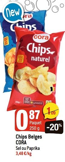 Promotions Chips belges cora - Produit Maison - Smatch - Valide de 08/07/2020 à 14/07/2020 chez Smatch