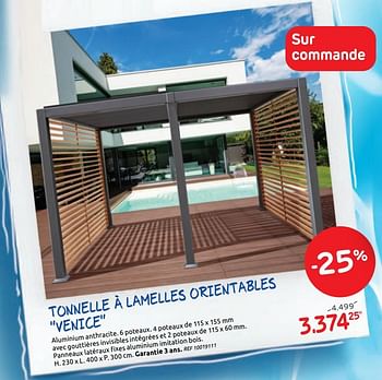 Promoties Tonnelle à lamelles orientables venice - Huismerk - Brico - Geldig van 15/07/2020 tot 27/07/2020 bij Brico
