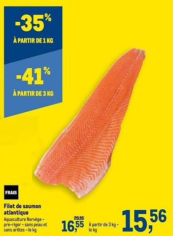 Promotions Filet de saumon atlantique - Produit maison - Makro - Valide de 15/07/2020 à 28/07/2020 chez Makro