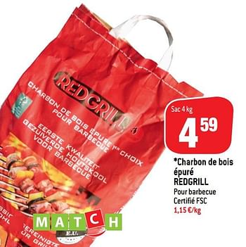 Promoties Charbon de bois épuré redgrill - Redgrill - Geldig van 08/07/2020 tot 14/07/2020 bij Match
