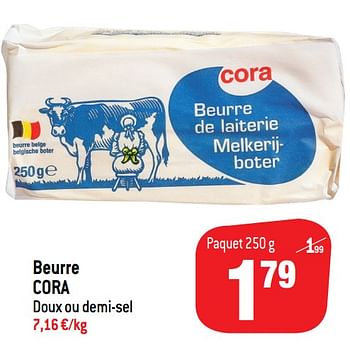 Promoties Beurre cora doux ou demi-sel - Huismerk - Match - Geldig van 08/07/2020 tot 14/07/2020 bij Match