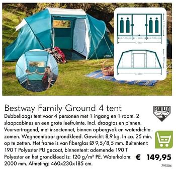 Promoties Bestway family ground 4 tent - BestWay - Geldig van 30/06/2020 tot 31/08/2020 bij Multi Bazar