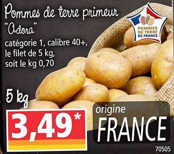 Promoties Pommes de terre primeur adora - Adora - Geldig van 15/07/2020 tot 21/07/2020 bij Norma