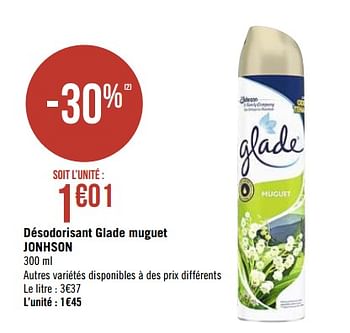 Promotions Désodorisant glade muguet jonhson - Glade - Valide de 08/07/2020 à 14/07/2020 chez Géant Casino