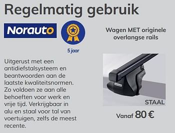 Promoties Dakdrager wagen met originele overlangse rails - Norauto - Geldig van 03/07/2020 tot 31/03/2021 bij Auto 5