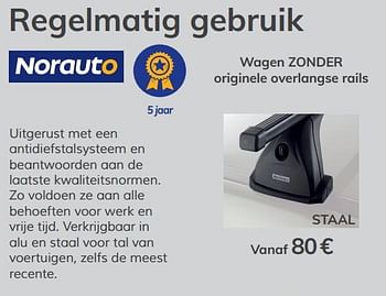 Promoties Dakdrager wagen zonder originele overlangse rails - Norauto - Geldig van 03/07/2020 tot 31/03/2021 bij Auto 5