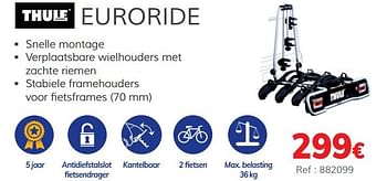 Promoties Euroride 2 fietsen - Thule - Geldig van 03/07/2020 tot 31/03/2021 bij Auto 5