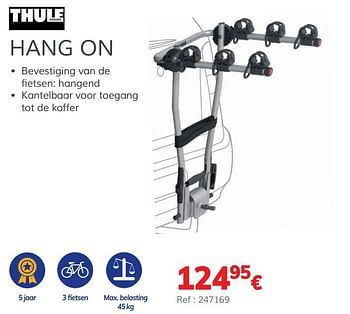 Promotions Hangende trekhaakfietsdragers hang on 3 fietsen - Thule - Valide de 03/07/2020 à 31/03/2021 chez Auto 5