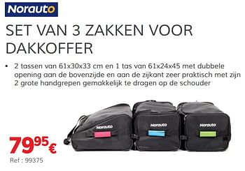 Promoties Set van 3 zakken voor dakkoffer - Norauto - Geldig van 03/07/2020 tot 31/03/2021 bij Auto 5