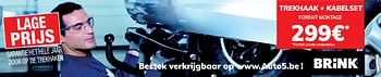 Promoties Trekhaak + kabelset forfait montage - Huismerk - Auto 5  - Geldig van 03/07/2020 tot 31/03/2021 bij Auto 5