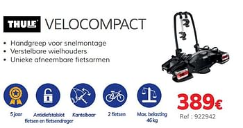 Promoties Velocompact 2 fietsen - Thule - Geldig van 03/07/2020 tot 31/03/2021 bij Auto 5