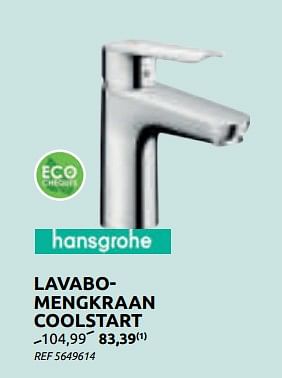 Promoties Lavabomengkraan coolstart - Hansgrohe - Geldig van 15/07/2020 tot 27/07/2020 bij BricoPlanit