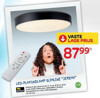 Promoties Led-plafondlamp slimline jeremy - Brilliant - Geldig van 15/07/2020 tot 27/07/2020 bij BricoPlanit
