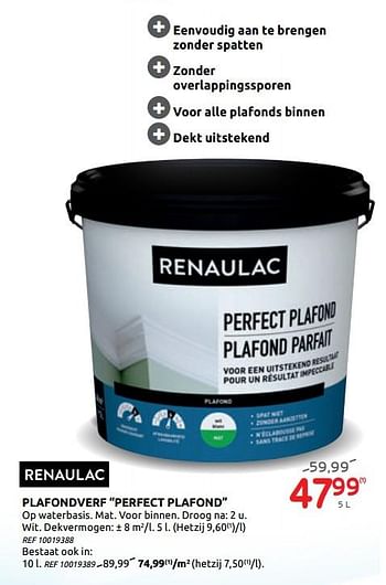 Promoties Plafondverf perfect plafond - Renaulac - Geldig van 15/07/2020 tot 27/07/2020 bij BricoPlanit