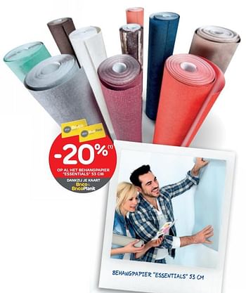 Promoties -20% op al het behangpapier essentials - Essentials - Geldig van 15/07/2020 tot 27/07/2020 bij BricoPlanit