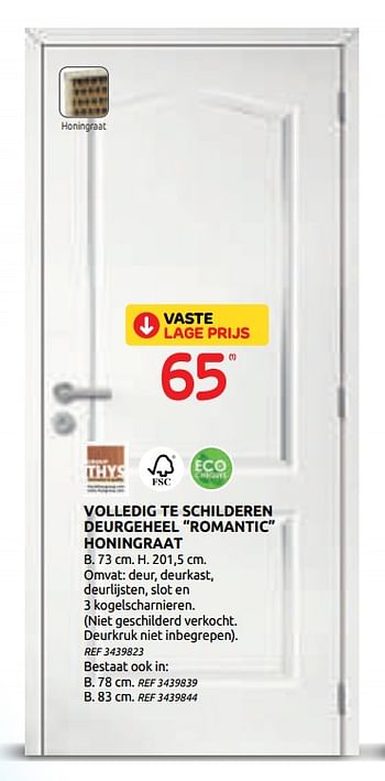 Promoties Volledig te schilderen deurgeheel romantic honingraat - Thys - Geldig van 15/07/2020 tot 27/07/2020 bij BricoPlanit