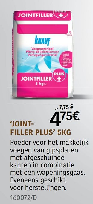 Promoties Jointfiller plus - Knauf - Geldig van 02/07/2020 tot 19/07/2020 bij HandyHome