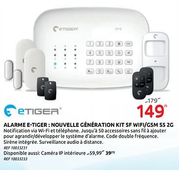 Promotions Alarme e-tiger : nouvelle génération kit sf wifi-gsm s5 2g - eTiger - Valide de 15/07/2020 à 27/07/2020 chez BricoPlanit