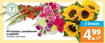 Promotions Ah trosanjers zonnebloemen en gladiolen - Produit Maison - Albert Heijn - Valide de 13/07/2020 à 19/07/2020 chez Albert Heijn