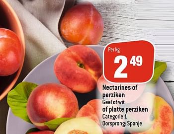 Promoties Nectarines of perziken geel of wit of platte perziken - Huismerk - Match - Geldig van 15/07/2020 tot 21/07/2020 bij Match