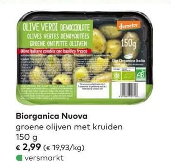 Promoties Biorganica nuova groene olijven met kruiden - Biorganica - Geldig van 01/07/2020 tot 04/08/2020 bij Bioplanet