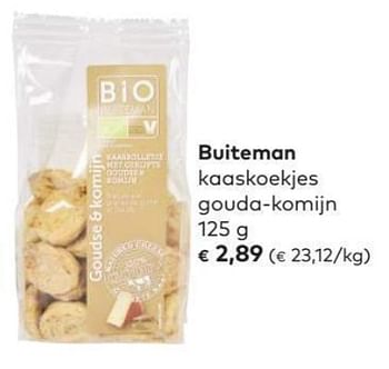Promoties Buiteman kaaskoekjes gouda-komijn - Buiteman - Geldig van 01/07/2020 tot 04/08/2020 bij Bioplanet
