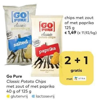 Promoties Go pure classic potato chips met zout of met paprika - Go pure - Geldig van 01/07/2020 tot 04/08/2020 bij Bioplanet
